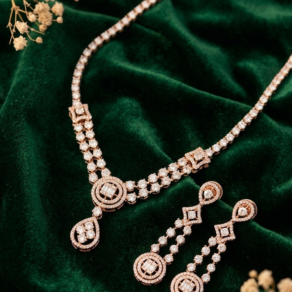 Celeste Cascade Natural Diamond Necklace & Earrings Set