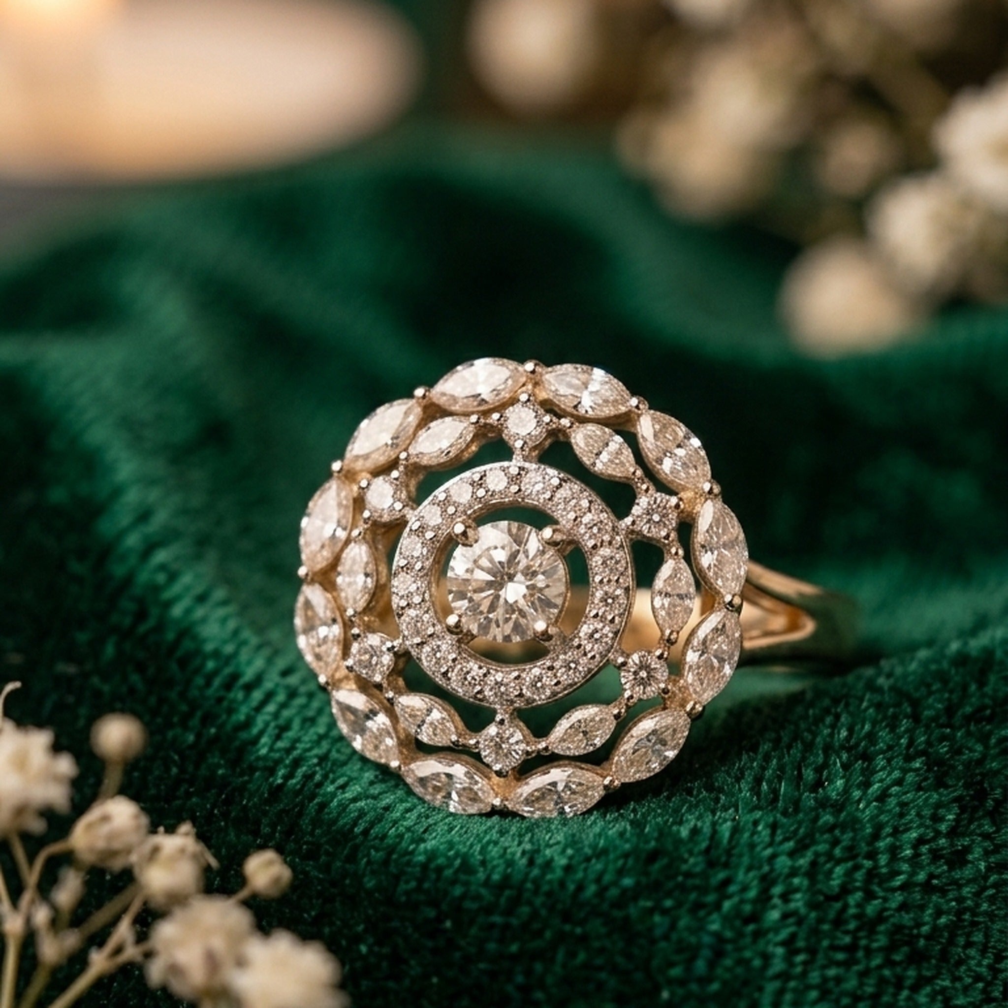 Aurelia Floral Halo Natural Diamond Ring