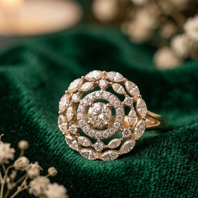 Aurelia Floral Halo Natural Diamond Ring