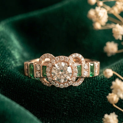 Verde Art Deco Natural Diamond Statement Ring
