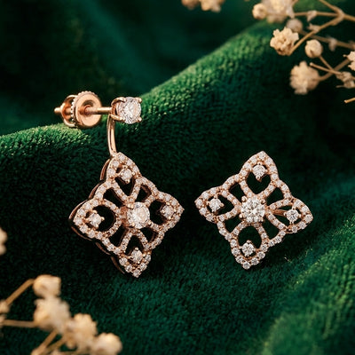 Mira Geometric Natural Diamond Drop Earrings