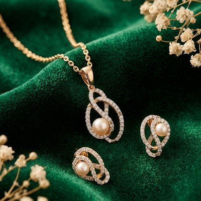 Amara Swirl Natural Diamond Pendant & Earrings Set