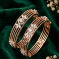 Rosette Multi-Row Natural Diamond Bangles – Pair