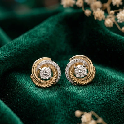 Solenne Halo Natural Diamond Stud Earrings