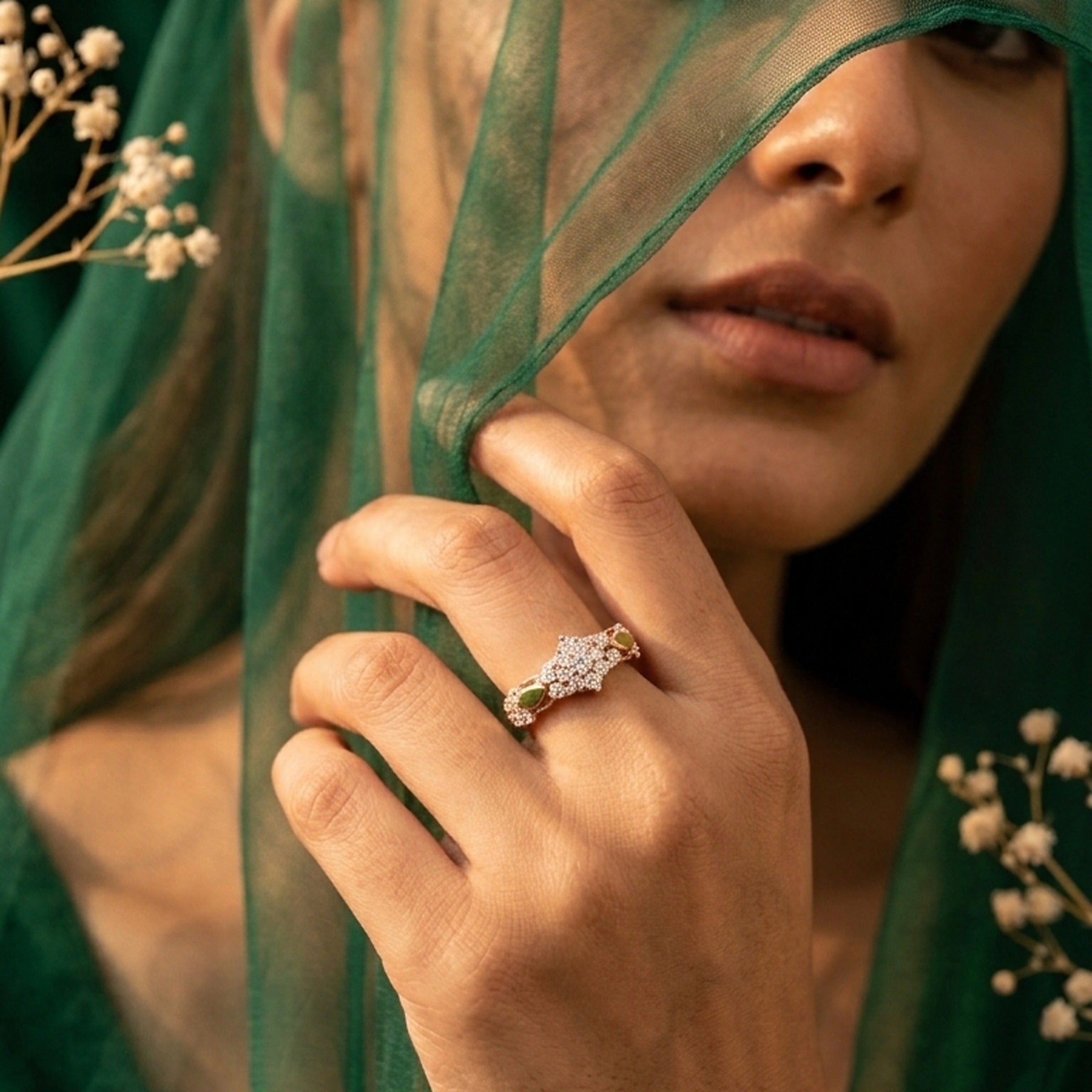 Elara Leaf Bloom Natural Diamond Ring