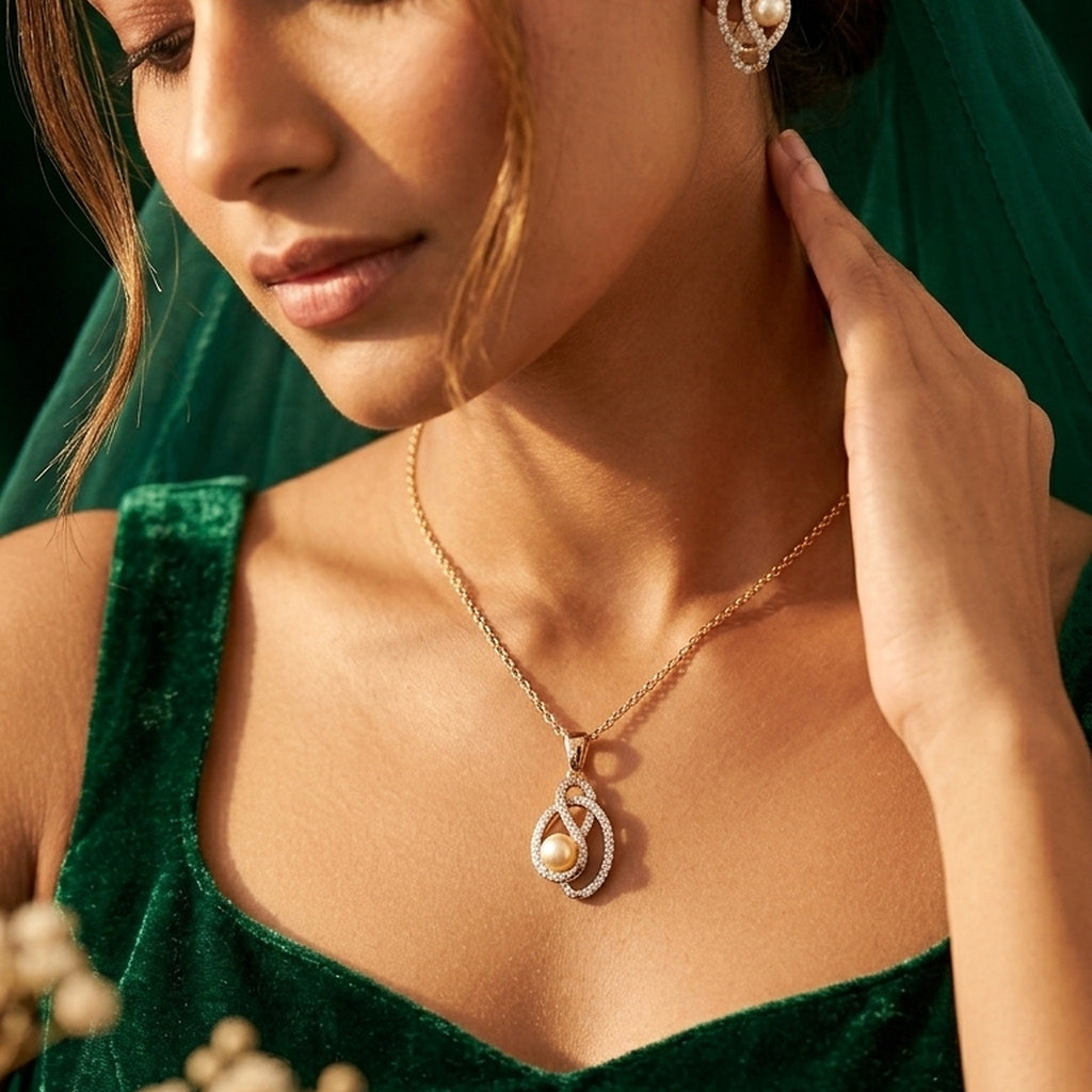 Amara Swirl Natural Diamond Pendant & Earrings Set