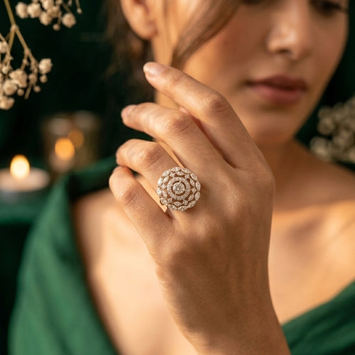 Aurelia Floral Halo Natural Diamond Ring