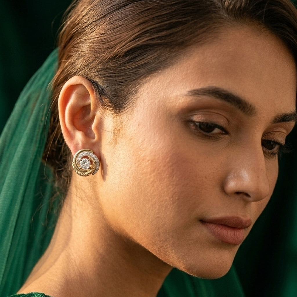 Solenne Halo Natural Diamond Stud Earrings