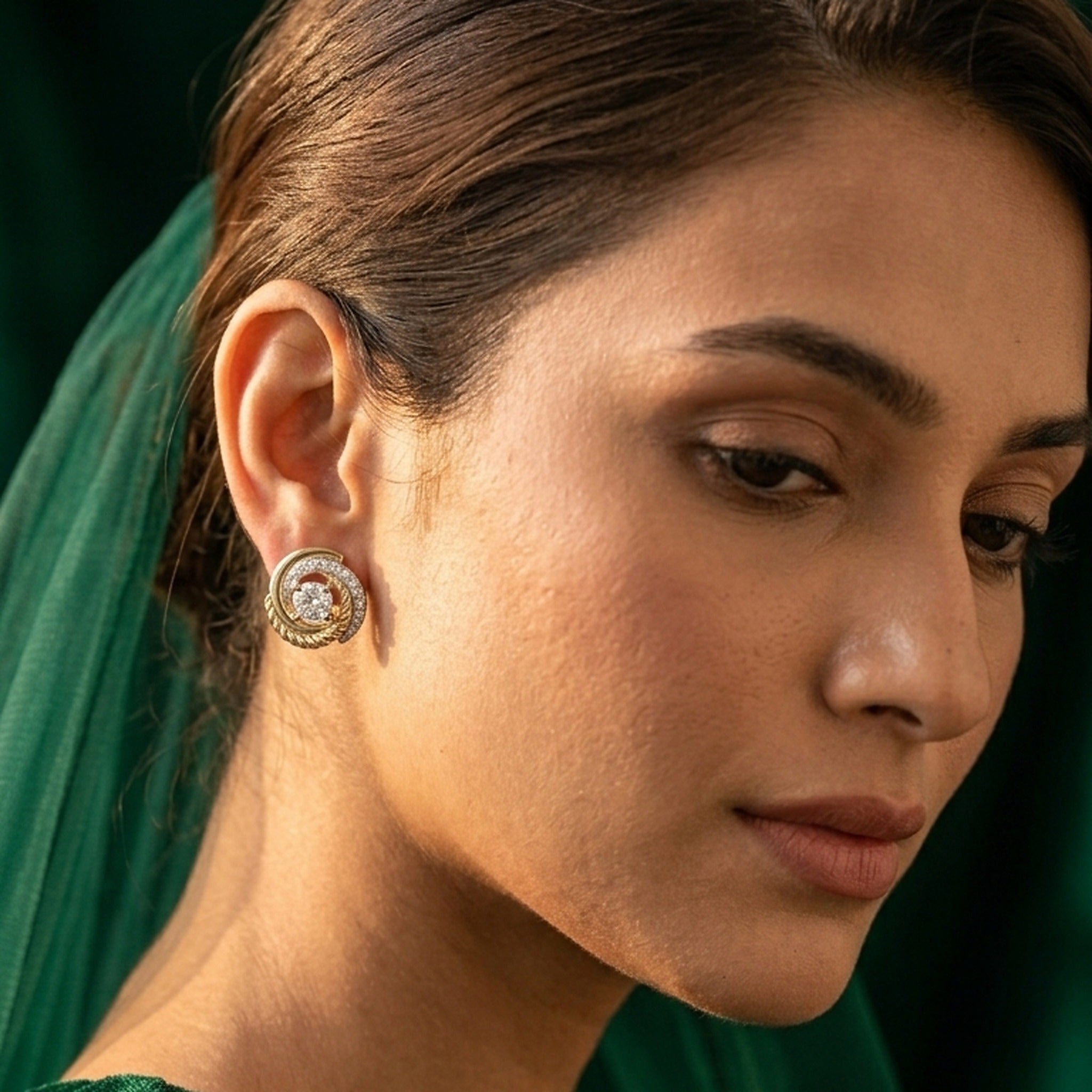 Solenne Halo Natural Diamond Stud Earrings